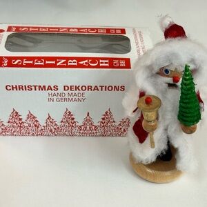 Steinbach Wooden Christmas Santa NutCracker with Bell and Tree Handmade Germany